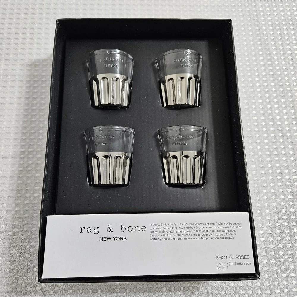 RAG & BONE NEW YORK‎ SET OF 4 SHOT GLASSES 1.5oz